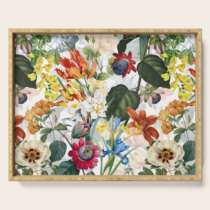Vintage & Shabby Chic - Tropical Botanical Flower Garden  Serving Tray Gallery Image 1