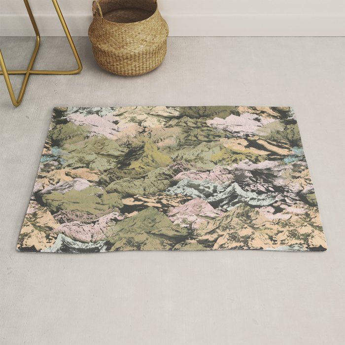 Abstract colorful dark mountains C Rug Gallery Image 1
