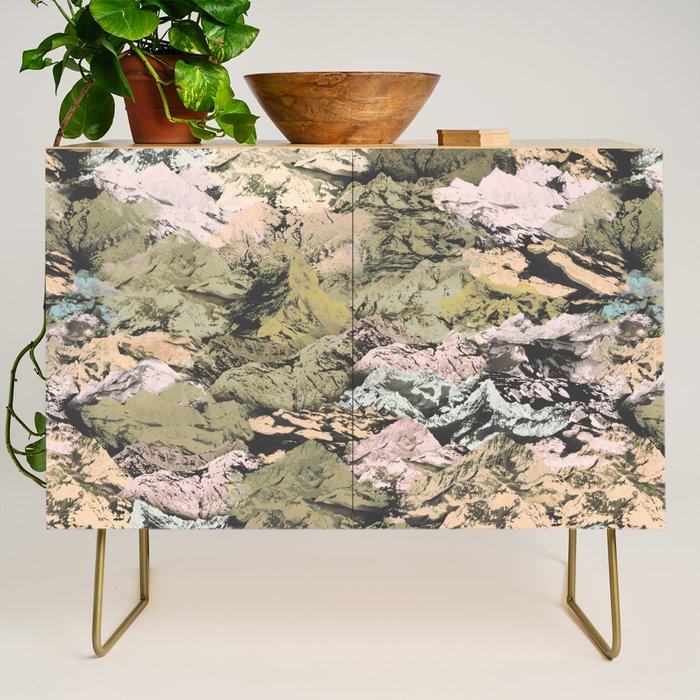 Abstract colorful dark mountains C Credenza Gallery Image 1