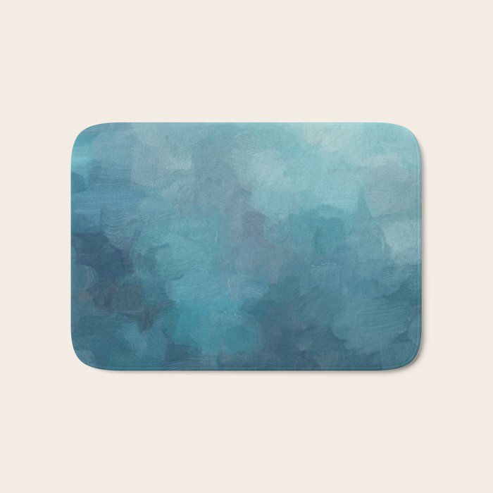 Diving in Deeper - Mint Aqua Turquoise Navy Blue Nautical Abstract Painting Modern Minimal Art Bath Mat Gallery Image 1