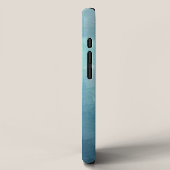 Diving in Deeper - Mint Aqua Turquoise Navy Blue Nautical Abstract Painting Modern Minimal Art iPhone Case Gallery Image 2