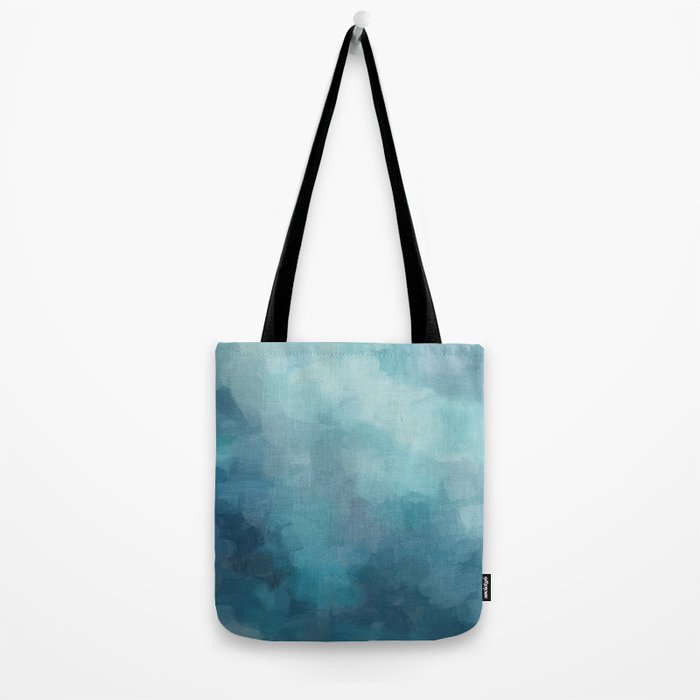 Diving in Deeper - Mint Aqua Turquoise Navy Blue Nautical Abstract Painting Modern Minimal Art Tote Bag Gallery Image 2