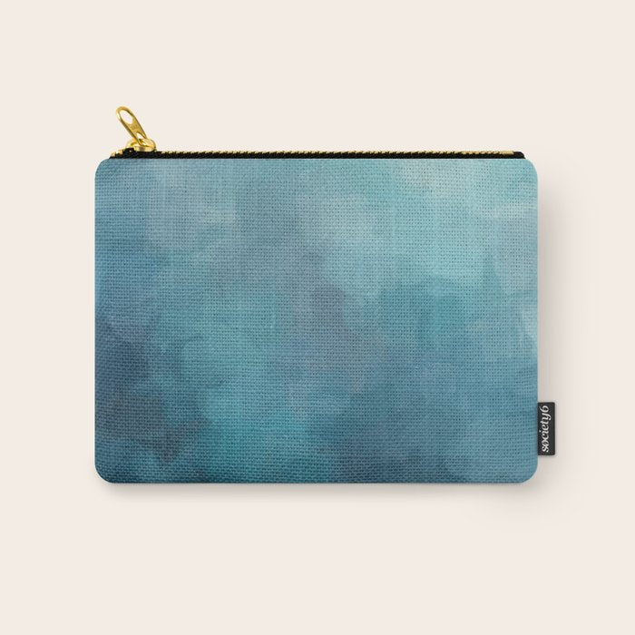 Diving in Deeper - Mint Aqua Turquoise Navy Blue Nautical Abstract Painting Modern Minimal Art Carry All Pouch Gallery Image 1