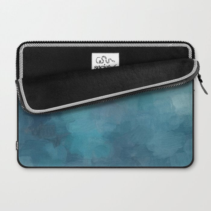 Diving in Deeper - Mint Aqua Turquoise Navy Blue Nautical Abstract Painting Modern Minimal Art Laptop Sleeve Gallery Image 2