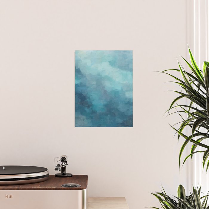 Diving in Deeper - Mint Aqua Turquoise Navy Blue Nautical Abstract Painting Modern Minimal Art Poster Gallery Image 2