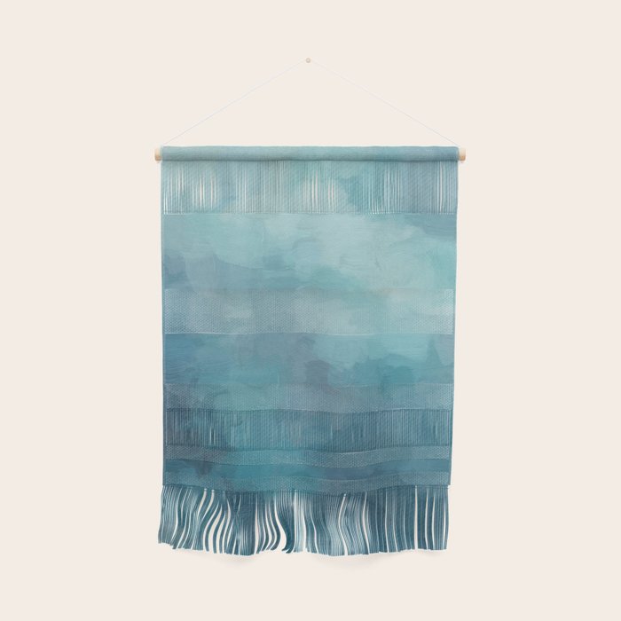 Diving in Deeper - Mint Aqua Turquoise Navy Blue Nautical Abstract Painting Modern Minimal Art Wall Hanging Gallery Image 1