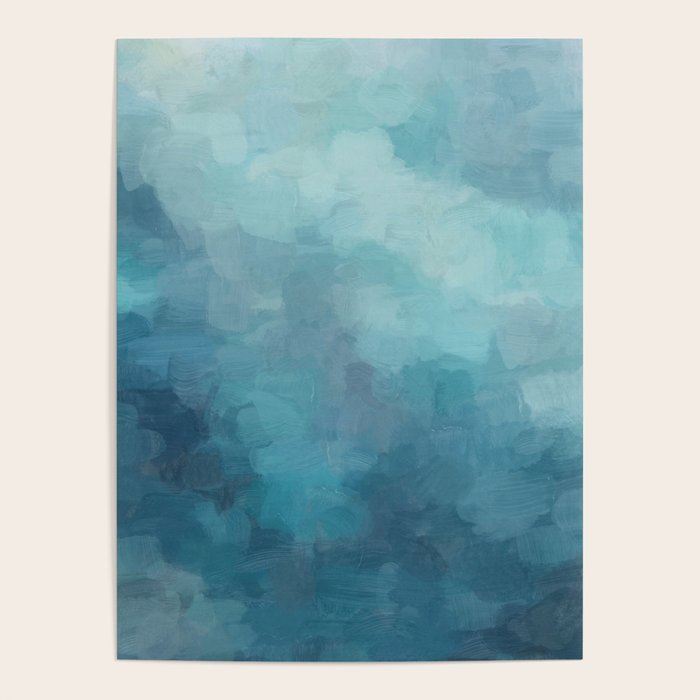 Diving in Deeper - Mint Aqua Turquoise Navy Blue Nautical Abstract Painting Modern Minimal Art Poster Gallery Image 4