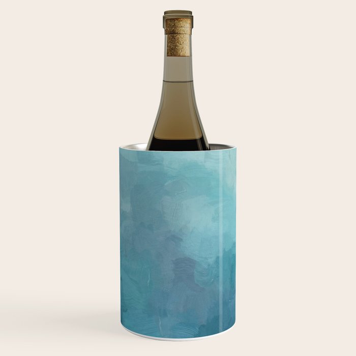 Diving in Deeper - Mint Aqua Turquoise Navy Blue Nautical Abstract Painting Modern Minimal Art Wine Chiller Gallery Image 1