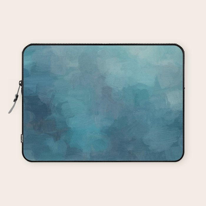 Diving in Deeper - Mint Aqua Turquoise Navy Blue Nautical Abstract Painting Modern Minimal Art Laptop Sleeve Gallery Image 1