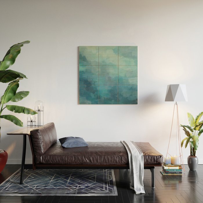 Diving in Deeper - Mint Aqua Turquoise Navy Blue Nautical Abstract Painting Modern Minimal Art Wood Wall Art Gallery Image 2