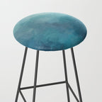 Diving in Deeper - Mint Aqua Turquoise Navy Blue Nautical Abstract Painting Modern Minimal Art Stool Gallery Image 2