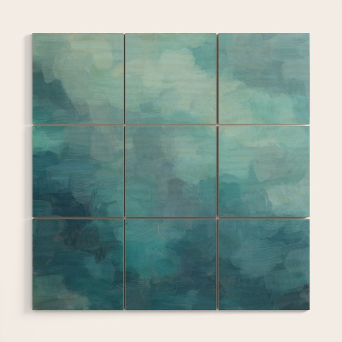 Diving in Deeper - Mint Aqua Turquoise Navy Blue Nautical Abstract Painting Modern Minimal Art Wood Wall Art Gallery Image 1