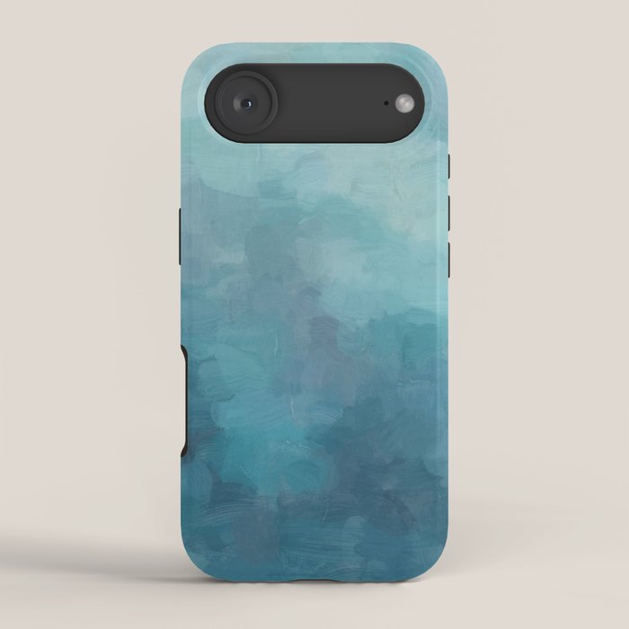 Diving in Deeper - Mint Aqua Turquoise Navy Blue Nautical Abstract Painting Modern Minimal Art iPhone Case Gallery Image 2
