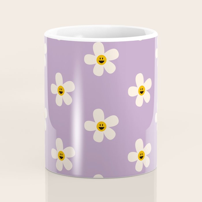 Retro Happy Daisy Flower in Purple Coffee Mug Gallery Image 4