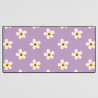 Retro Happy Daisy Flower in Purple Desk Mat Gallery Image 3