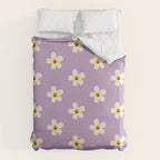 Retro Happy Daisy Flower in Purple Duvet Cover Gallery Image 6