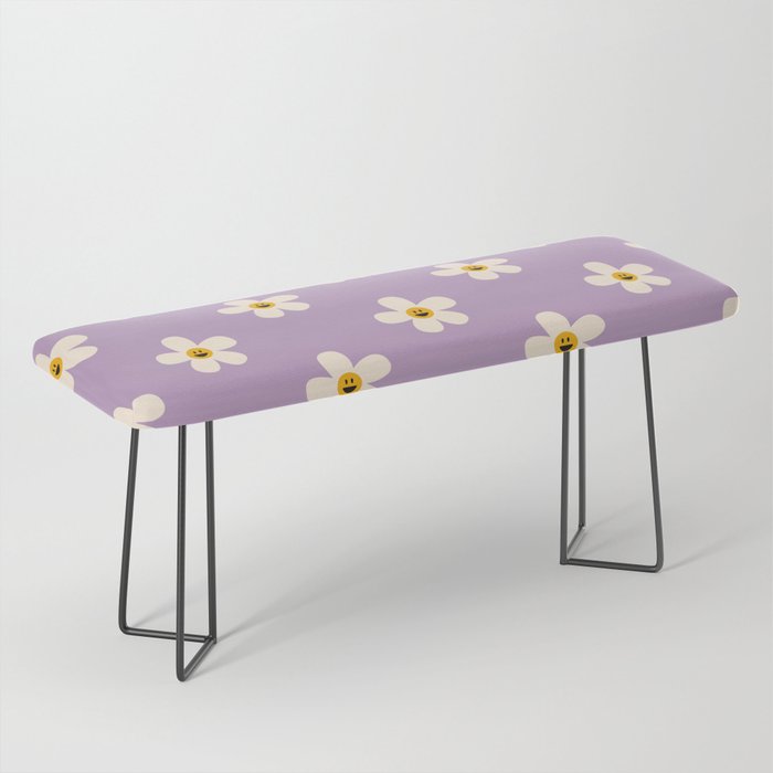 Retro Happy Daisy Flower in Purple Bench Gallery Image 1
