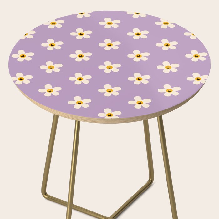 Retro Happy Daisy Flower in Purple Side Table Gallery Image 2