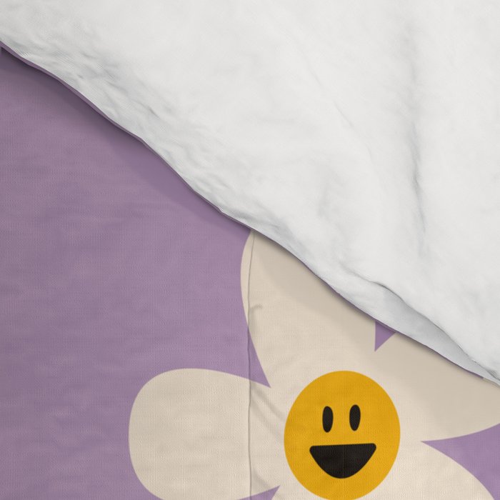 Retro Happy Daisy Flower in Purple Comforter Gallery Image 4