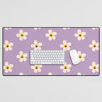 Retro Happy Daisy Flower in Purple Desk Mat Gallery Image 1