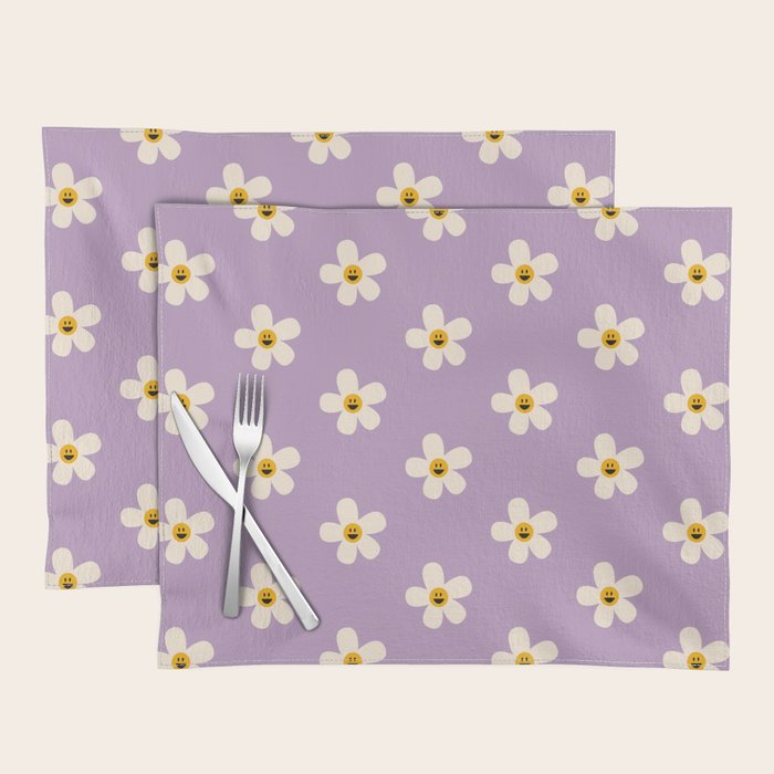 Retro Happy Daisy Flower in Purple Placemat Gallery Image 1