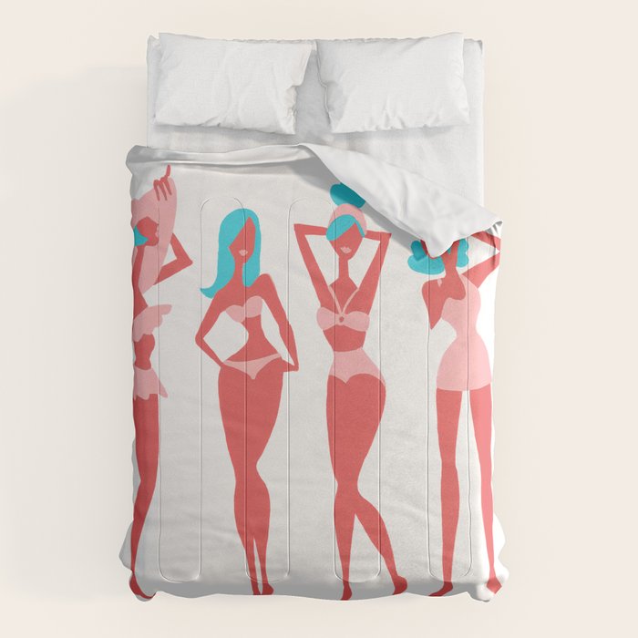 Beach Bombshells - Cyan & Coral Palette Comforter Gallery Image 6