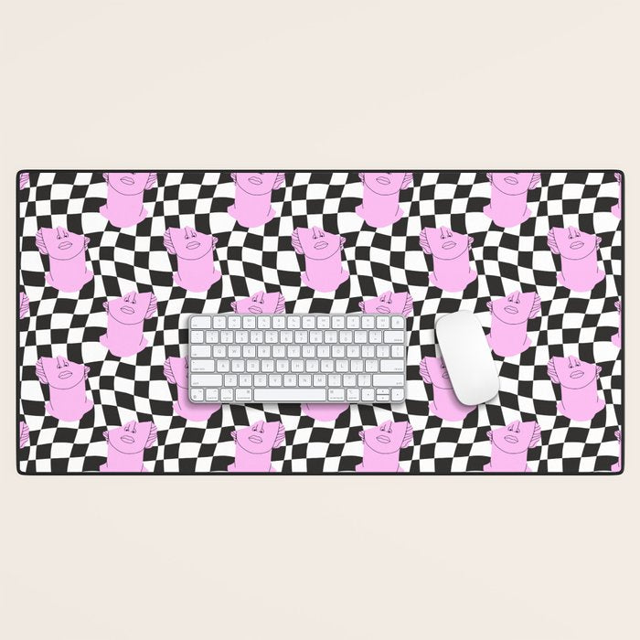 Retro greek statue vaporwave art pattern Desk Mat Gallery Image 1