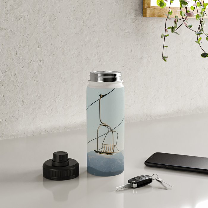 Chairlift in Mountains - Summer Evening Skiing Lift - Fine Art Photography Water Bottle Gallery Image 4