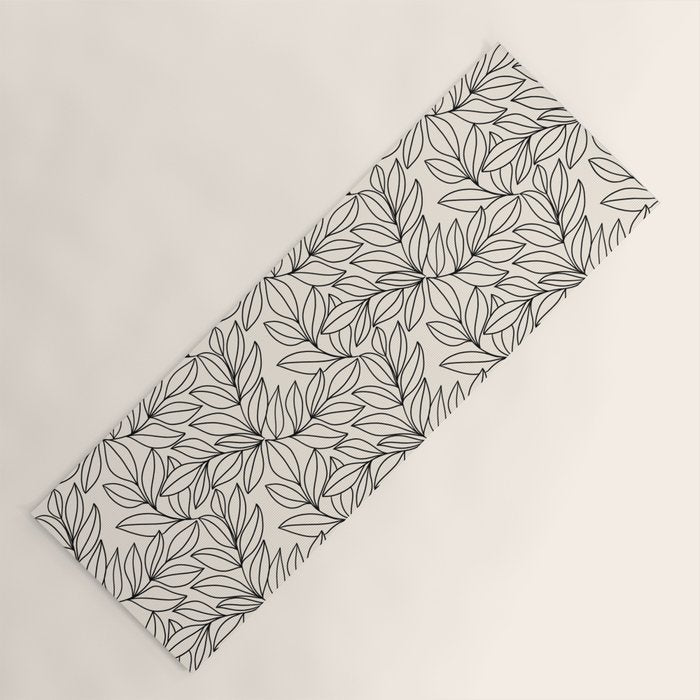 Black and White Leaves  Yoga Mat Gallery Image 1