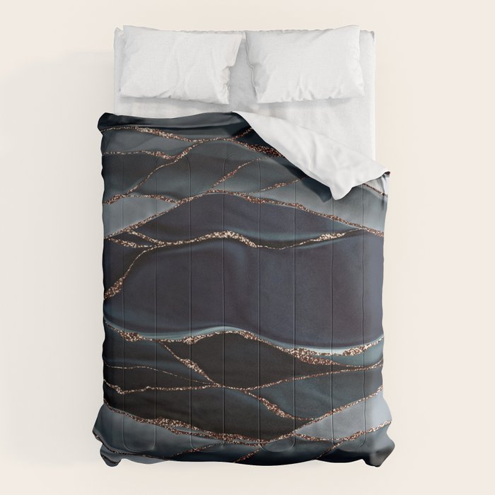 Midnight Marble Deep Ocean Waves Comforter Gallery Image 6