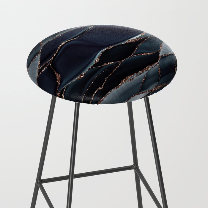 Midnight Marble Deep Ocean Waves Stool Gallery Image 2