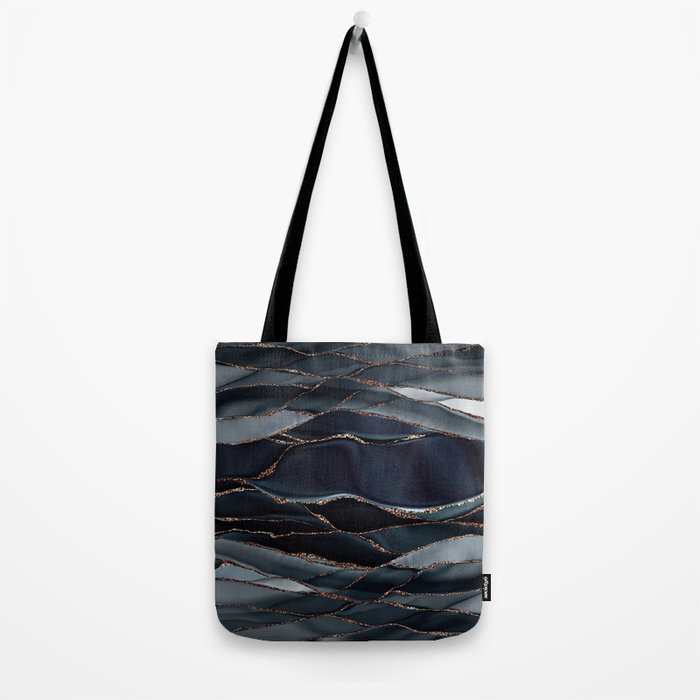 Midnight Marble Deep Ocean Waves Tote Bag Gallery Image 2