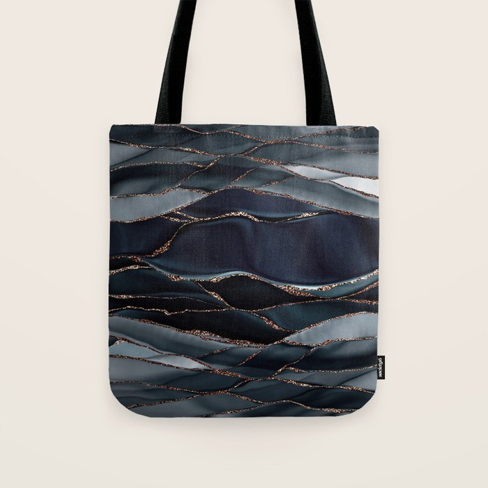 Midnight Marble Deep Ocean Waves Tote Bag Gallery Image 1