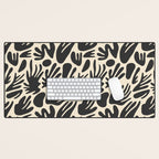 Abstract black and white organic shape pattern Desk Mat Gallery Image 1