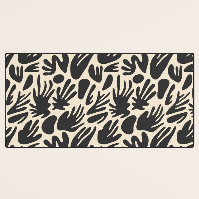 Abstract black and white organic shape pattern Desk Mat Gallery Image 3