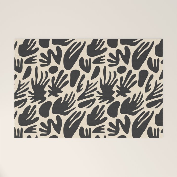 Abstract black and white organic shape pattern Welcome Mat Gallery Image 1