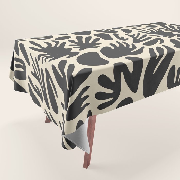 Abstract black and white organic shape pattern Tablecloth Gallery Image 1