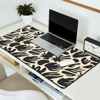 Abstract black and white organic shape pattern Desk Mat Gallery Image 2