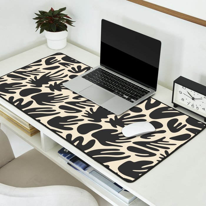 Abstract black and white organic shape pattern Desk Mat Gallery Image 2