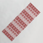 Red Winter Fair Isle Pattern Yoga Mat Gallery Image 1