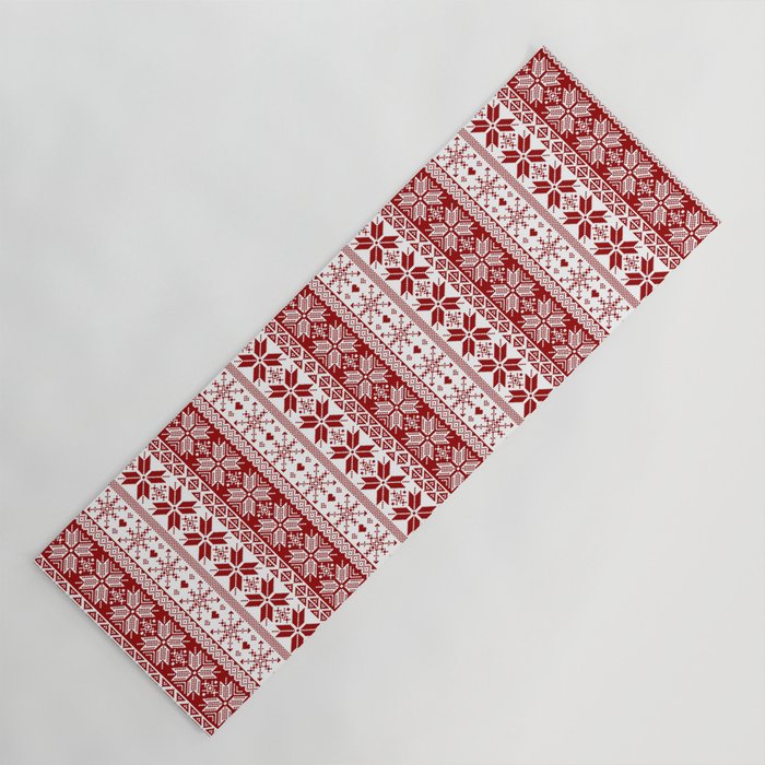 Red Winter Fair Isle Pattern Yoga Mat Gallery Image 1
