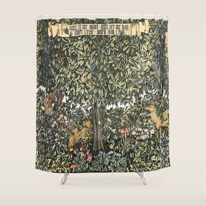 William Morris Verdure Greenery Shower Curtain Gallery Image 1