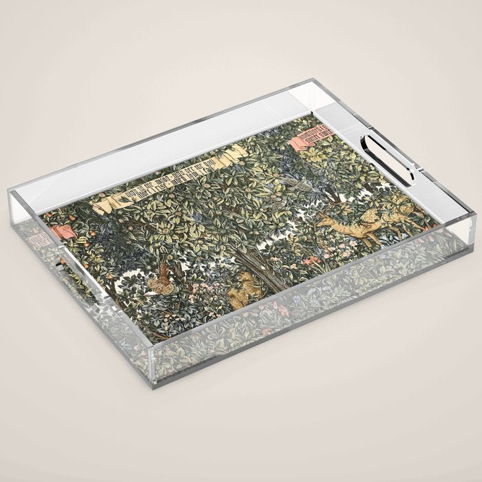 William Morris Verdure Greenery Acrylic Tray Gallery Image 1