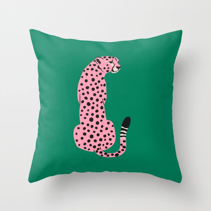 The Stare: Pink Cheetah Edition Throw Pillow Gallery Image 1