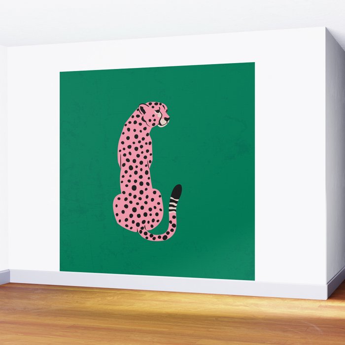 The Stare: Pink Cheetah Edition Wall Mural Gallery Image 2