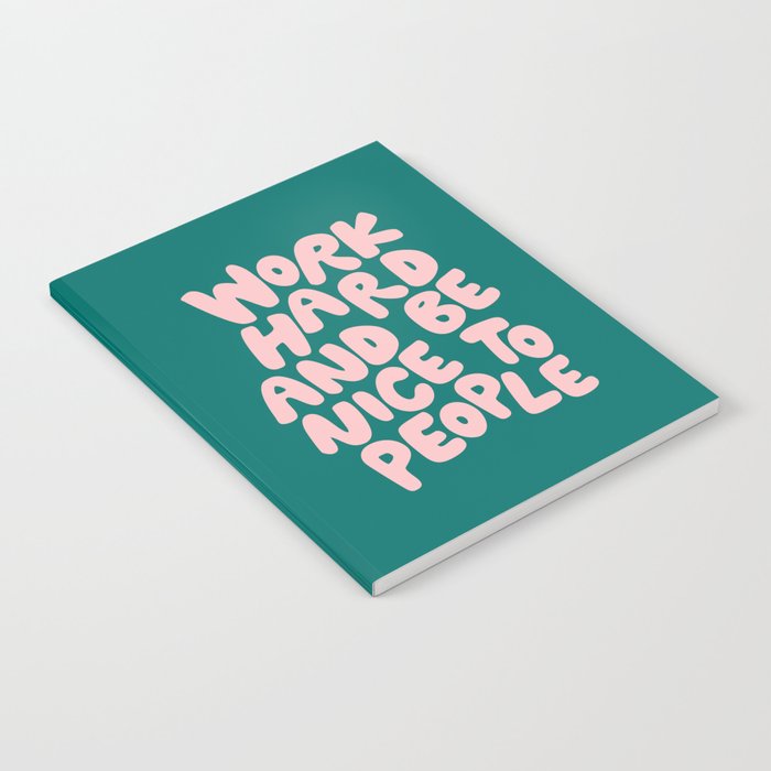 Work Hard and Be Nice to People in Green and Peach Pink Notebook Gallery Image 1