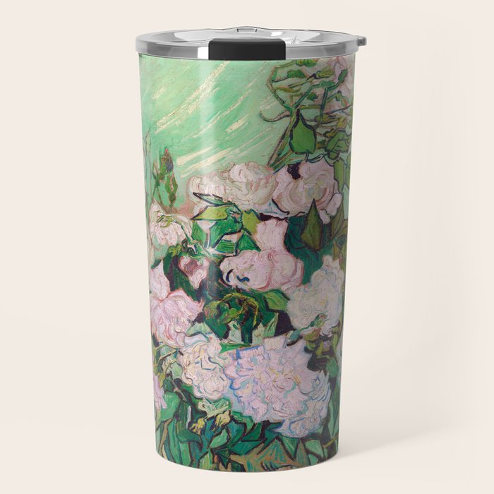 Pink Roses Van Gogh Travel Mug Gallery Image 1