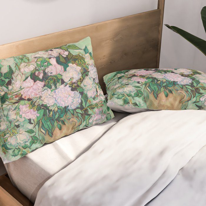 Pink Roses Van Gogh Pillow Sham Gallery Image 2