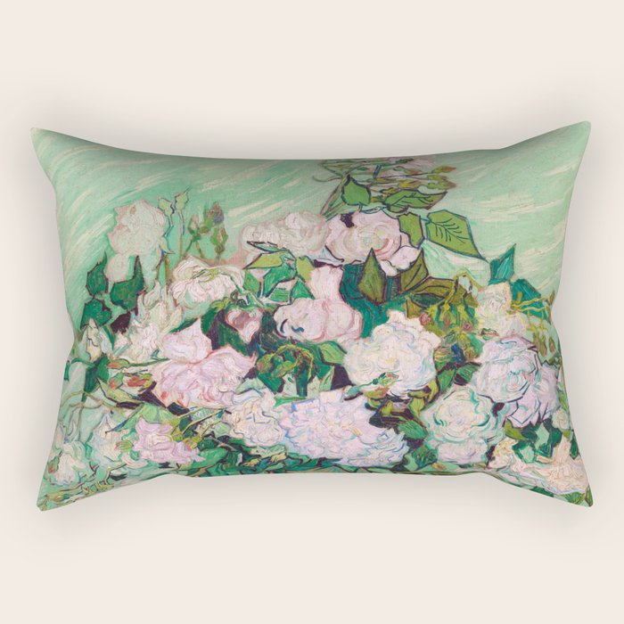 Pink Roses Van Gogh Rectangular Pillow Gallery Image 2
