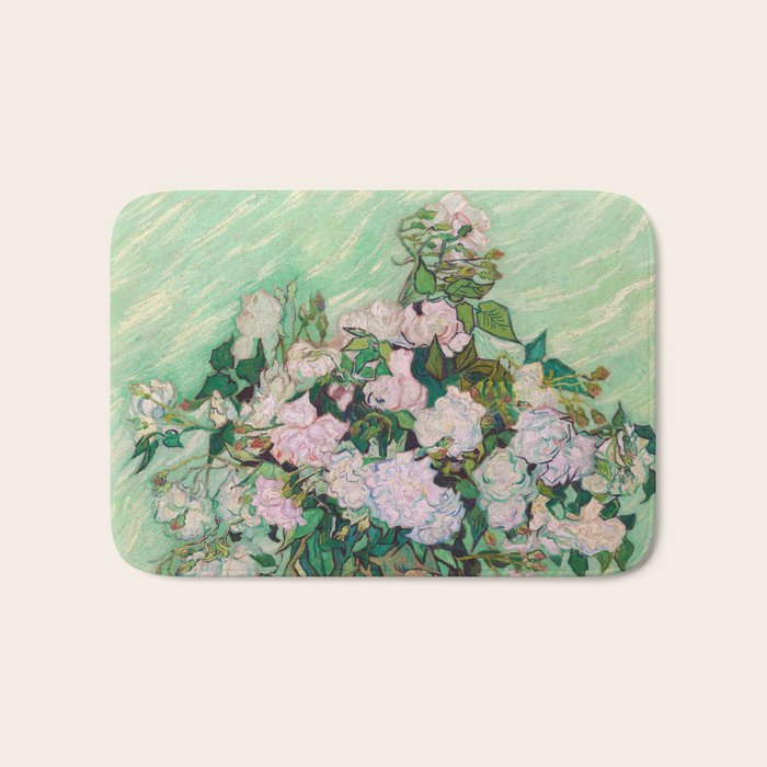 Pink Roses Van Gogh Bath Mat Gallery Image 1
